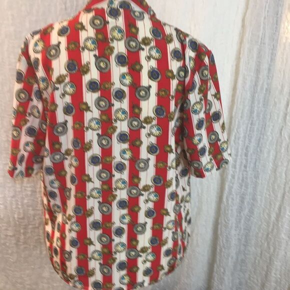 Helen St. Marie VTG Grandpa Clock Print Blouse Size 12 - Picture 4 of 10